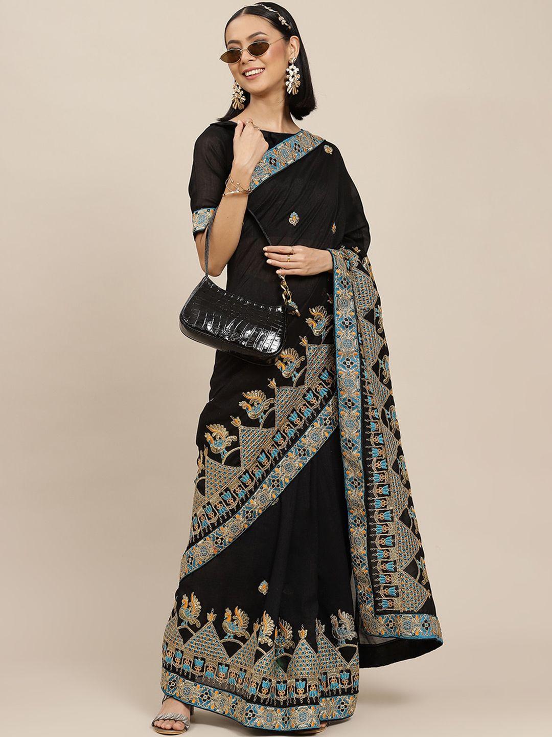 mitera ethnic motifs embroidered saree