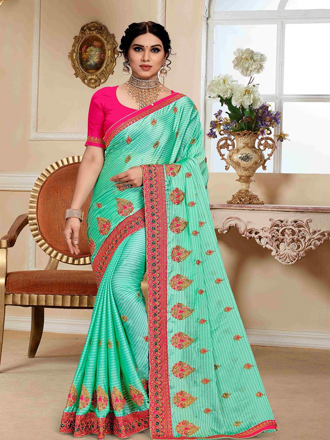 mitera ethnic motifs embroidered silk blend saree