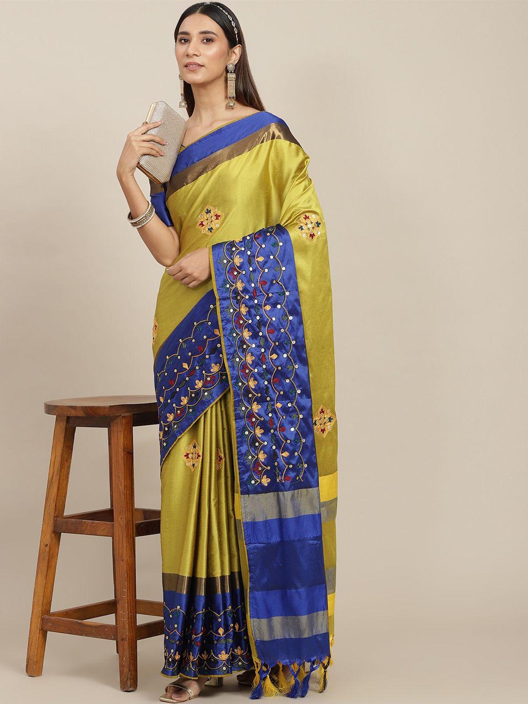 mitera ethnic motifs embroidered silk cotton saree