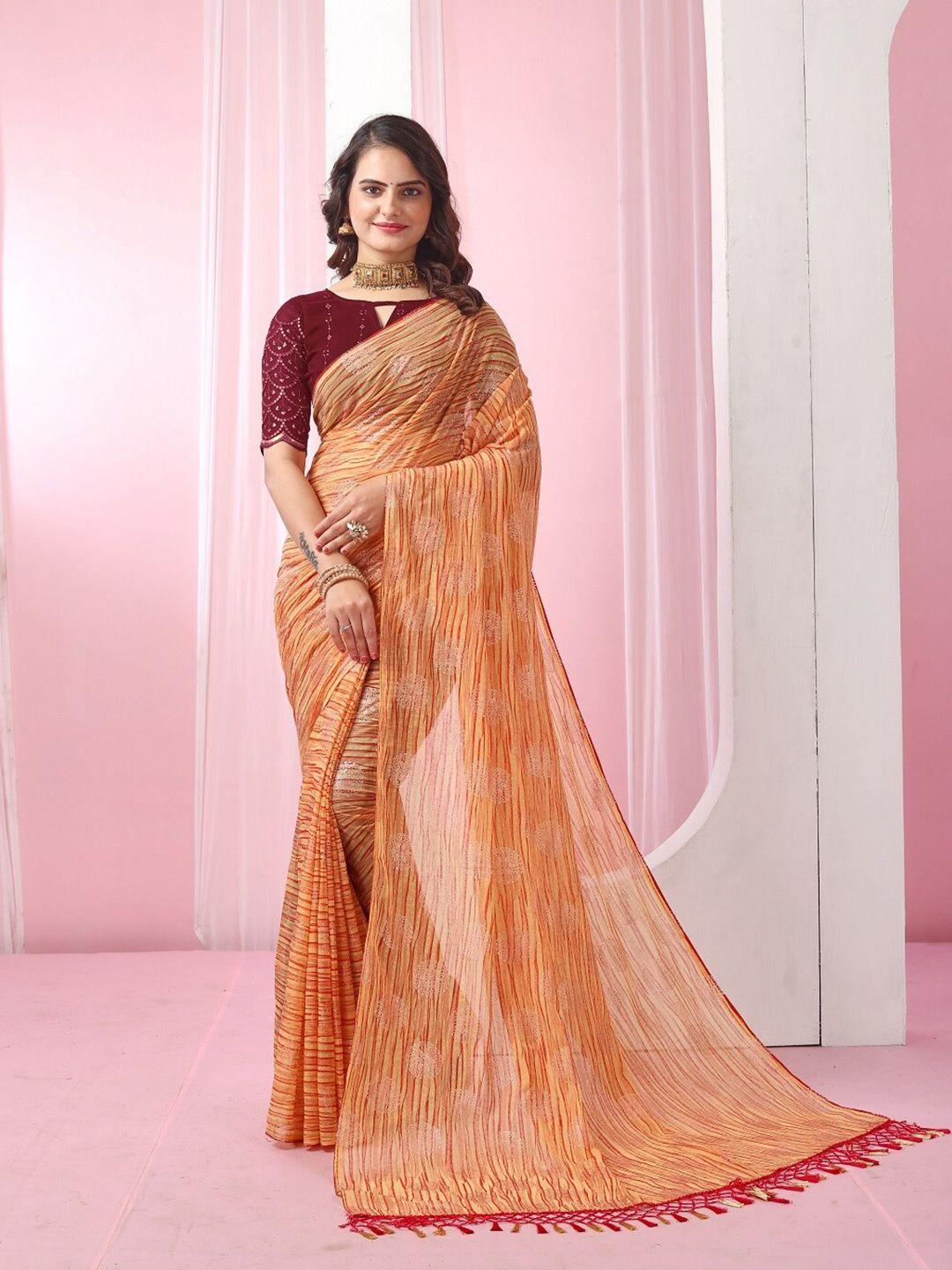 mitera ethnic motifs foil printed pure georgette saree