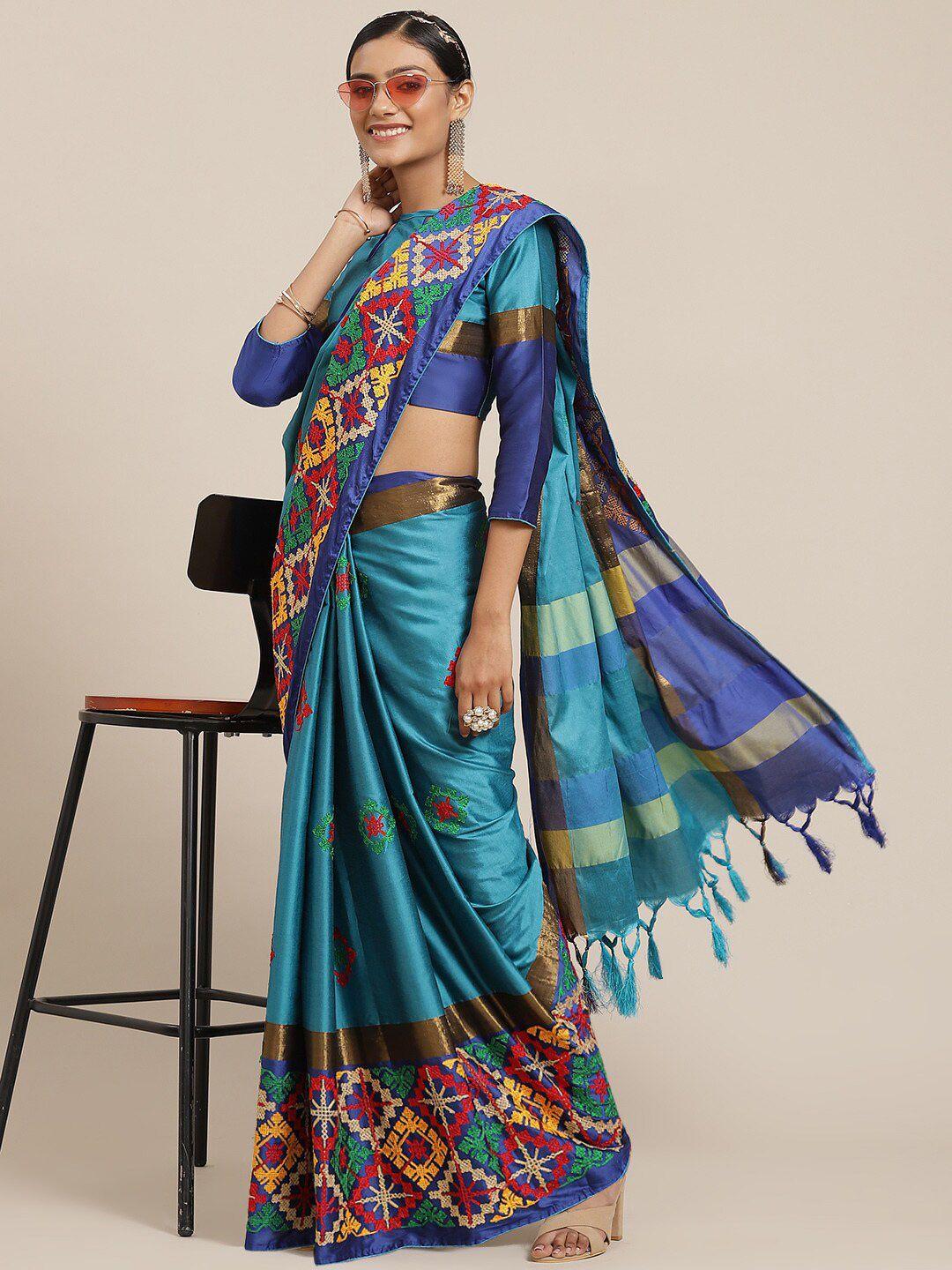 mitera ethnic motifs kutchi embroidery saree