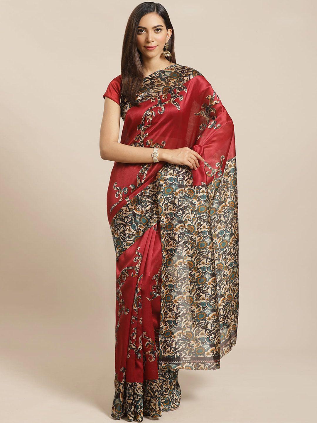 mitera ethnic motifs printed art silk saree