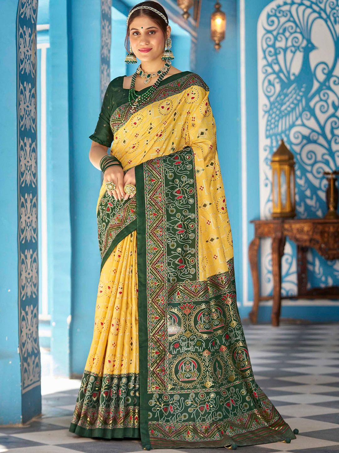 mitera ethnic motifs printed banarasi saree