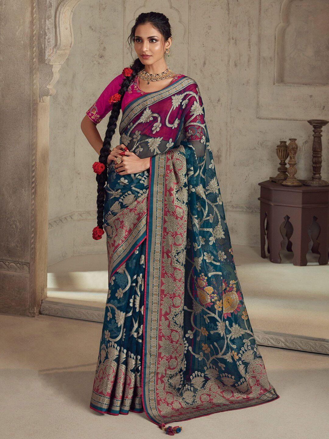 mitera ethnic motifs printed brasso saree