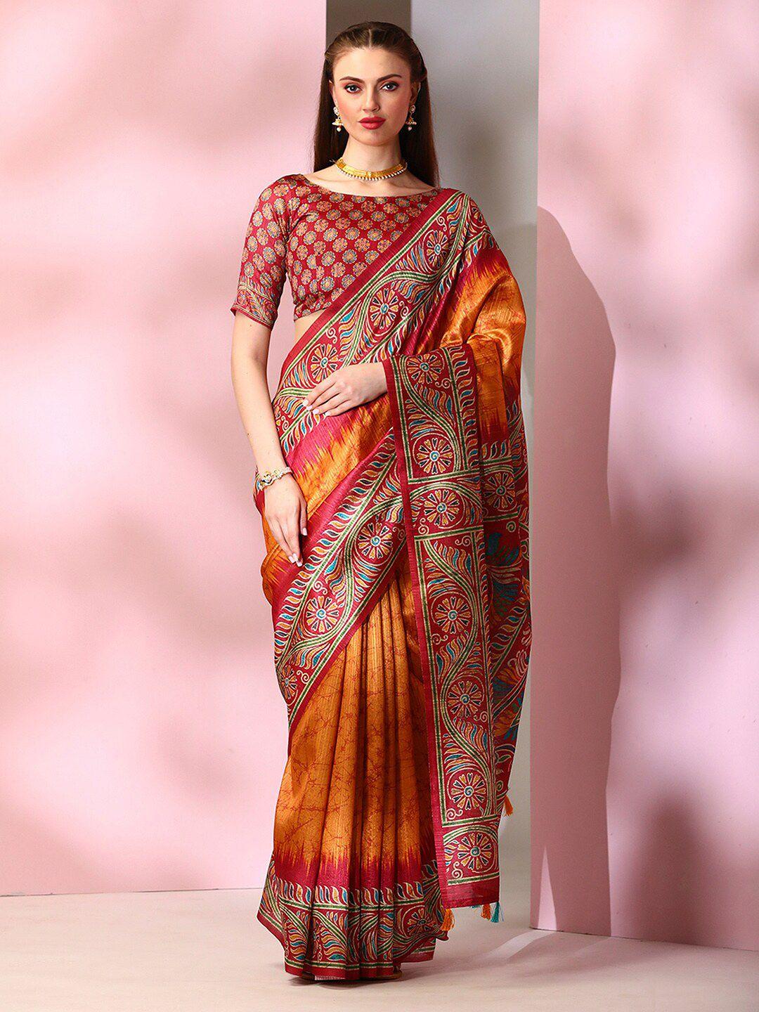 mitera ethnic motifs printed dabu saree