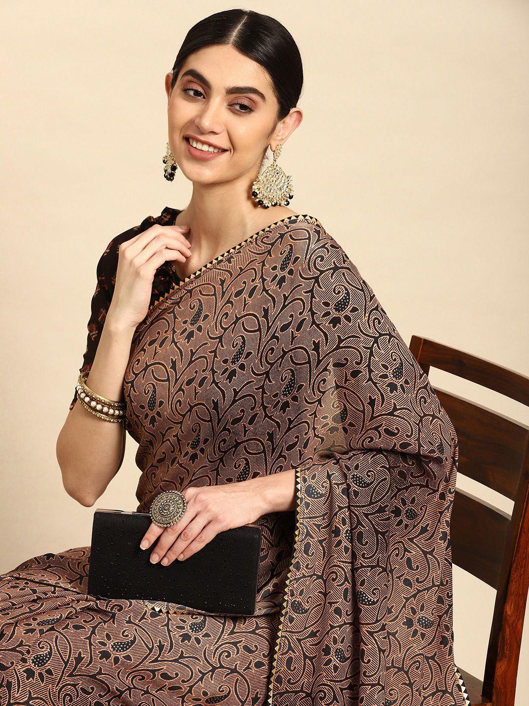 mitera ethnic motifs printed poly crepe saree