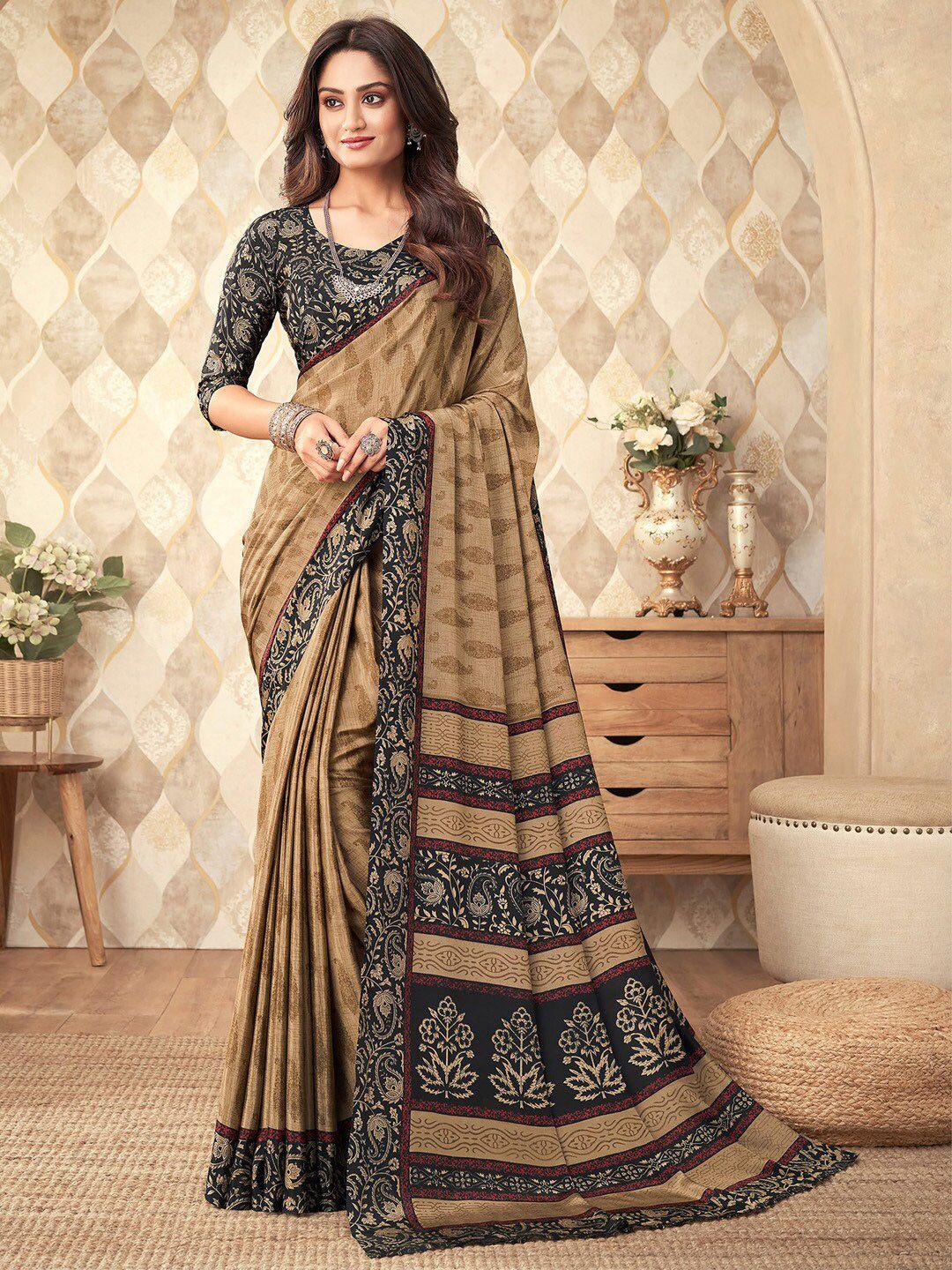 mitera ethnic motifs printed pure crepe bagru saree