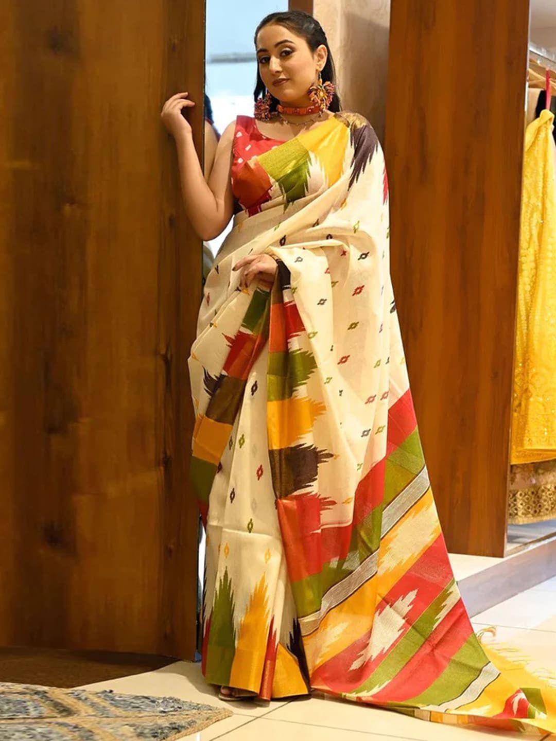 mitera ethnic motifs printed saree