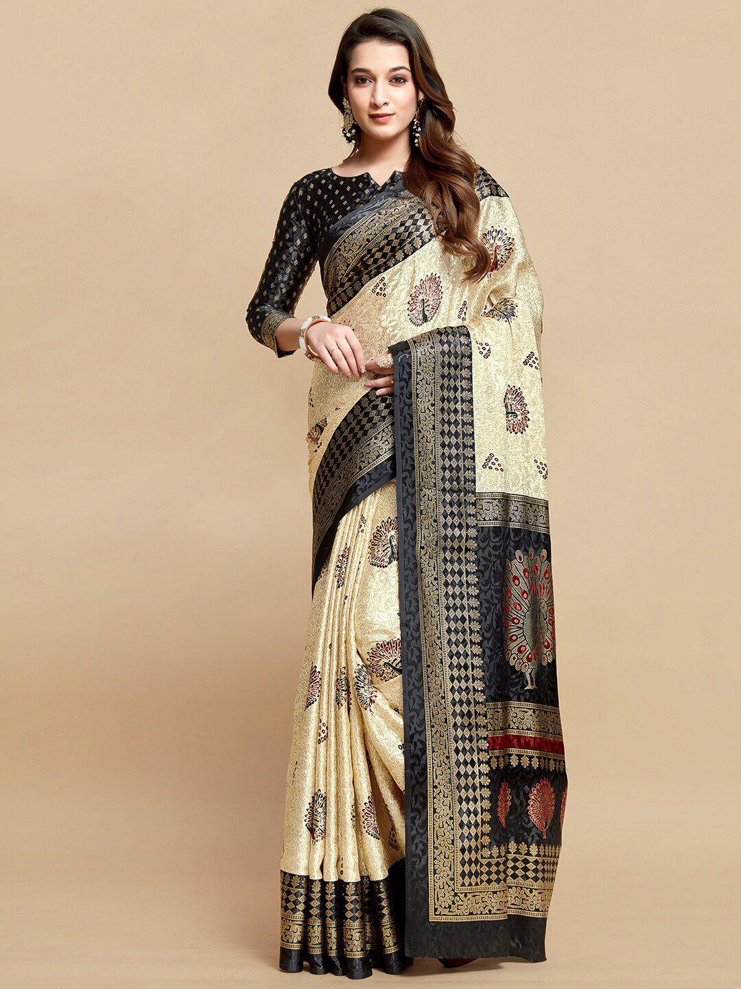 mitera ethnic motifs printed satin saree