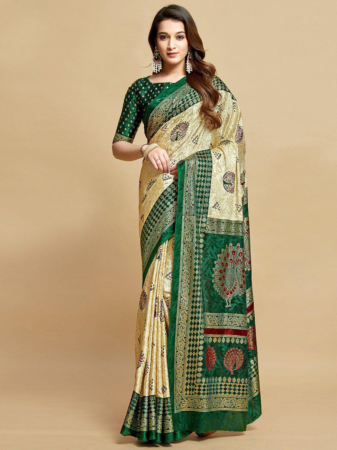 mitera ethnic motifs printed satin saree