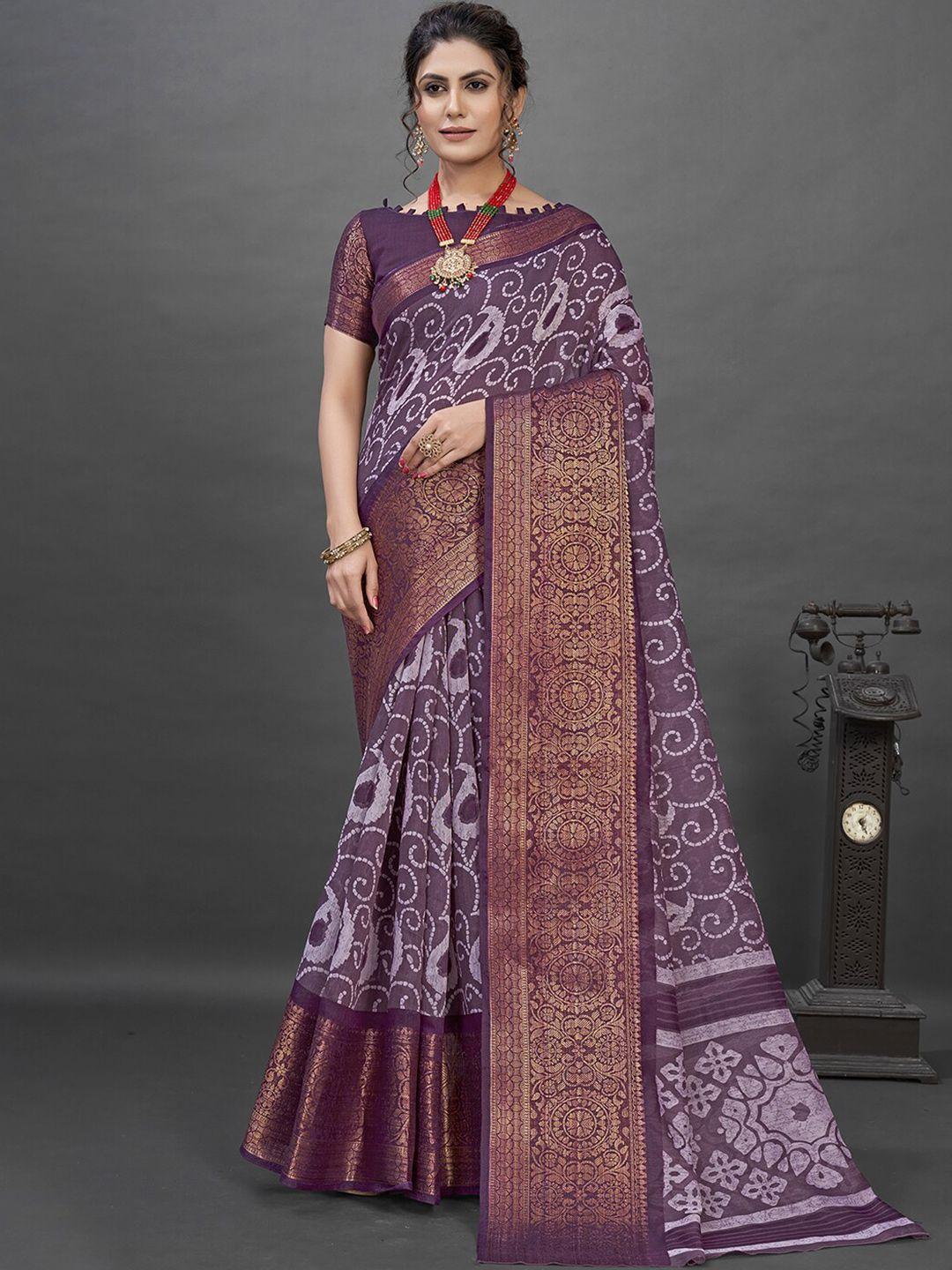 mitera ethnic motifs printed zari saree