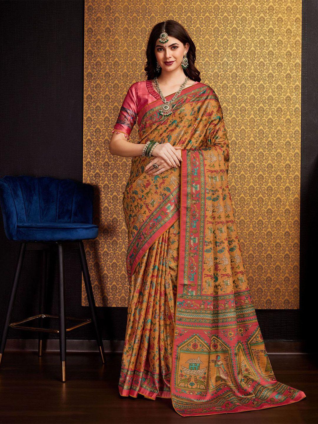 mitera ethnic motifs satin saree