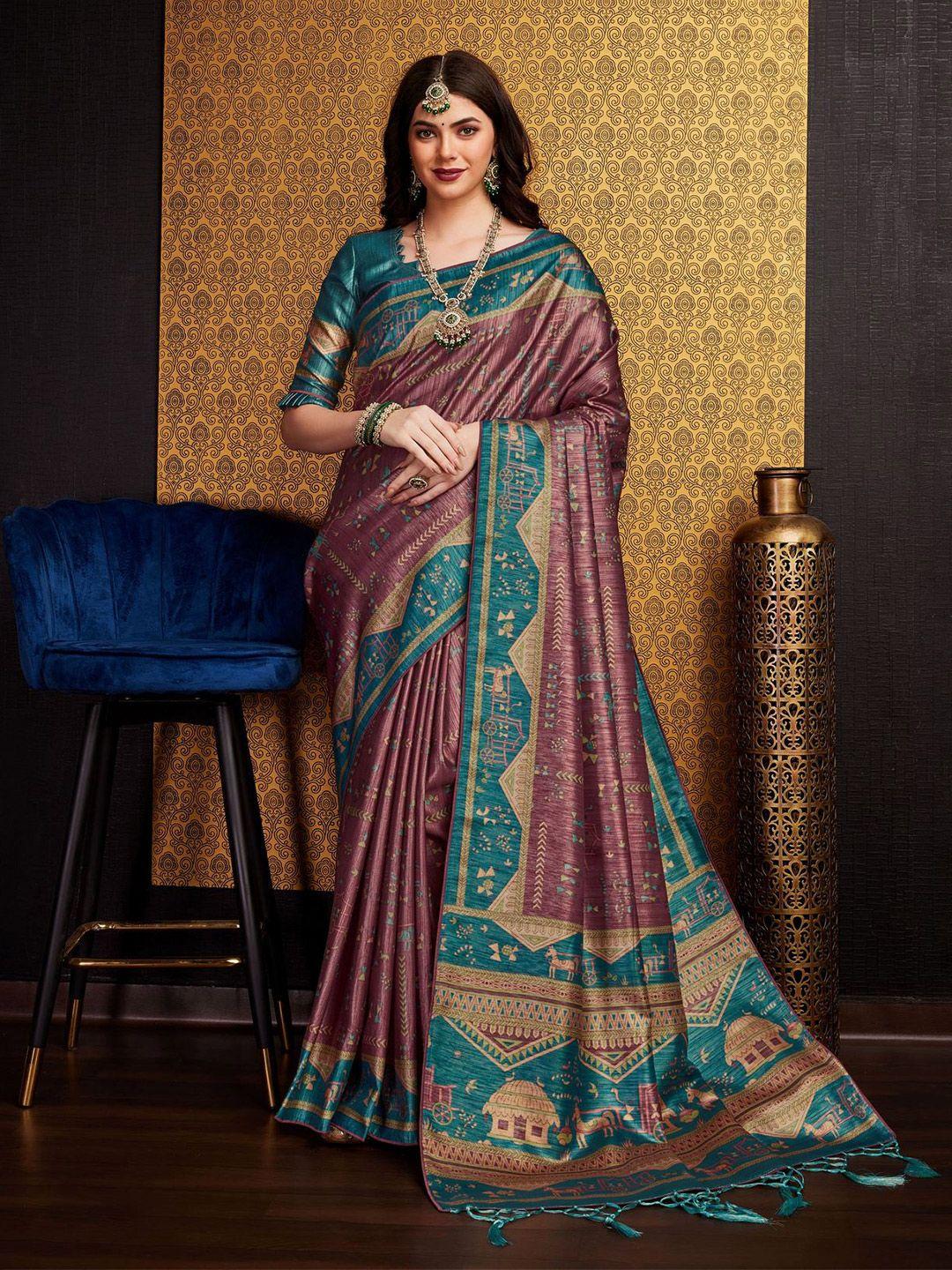 mitera ethnic motifs satin saree