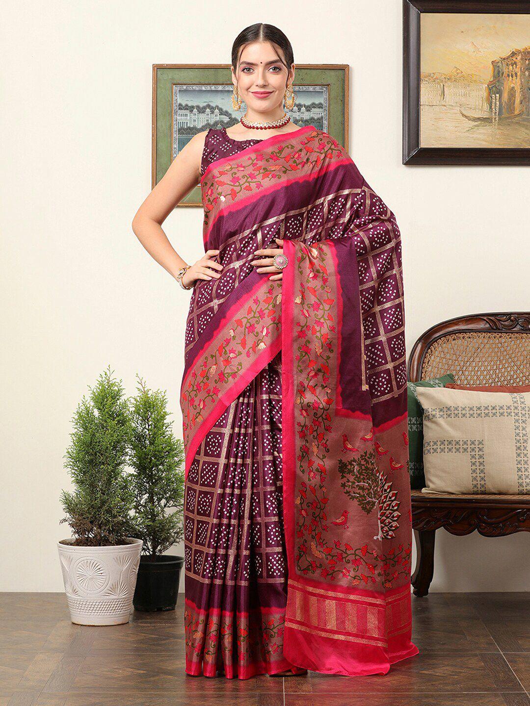 mitera ethnic motifs silk blend designer bagru saree