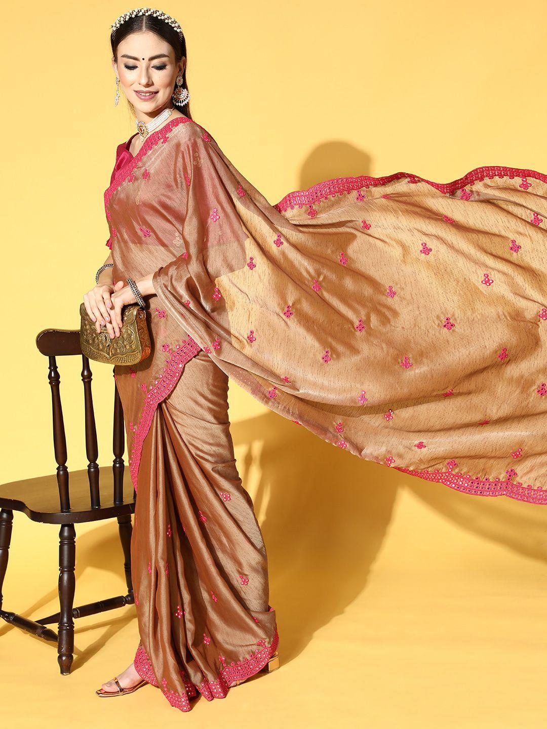 mitera ethnic motifs silk cotton saree with embroidered border