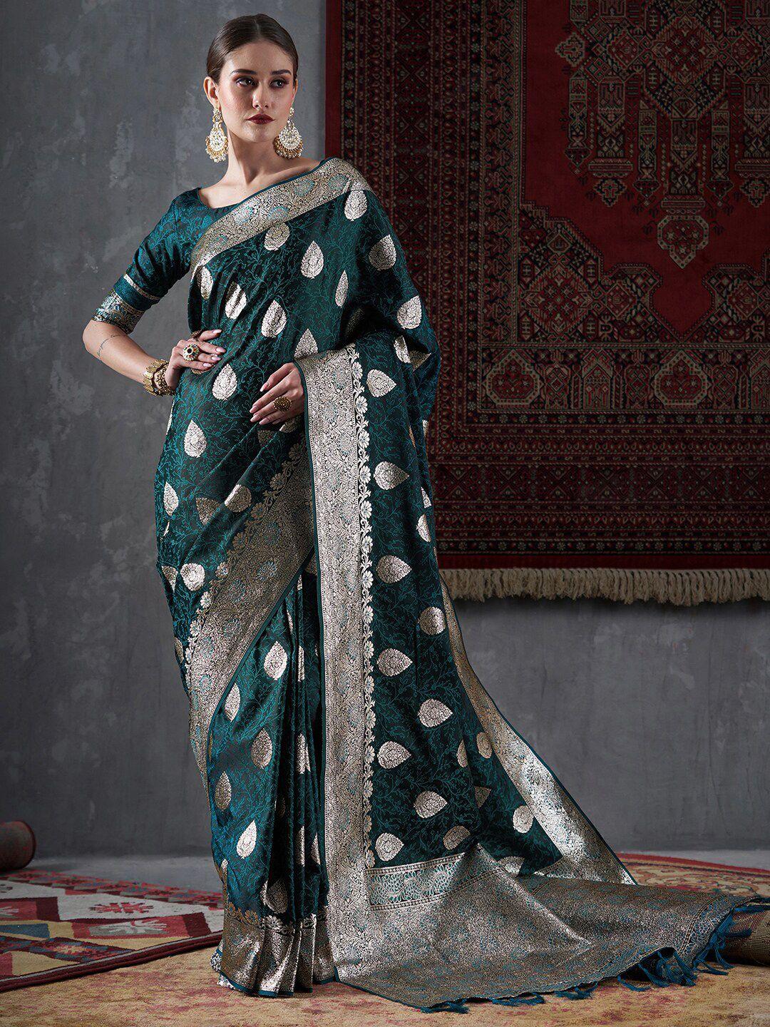 mitera ethnic motifs woven design satin banarasi saree