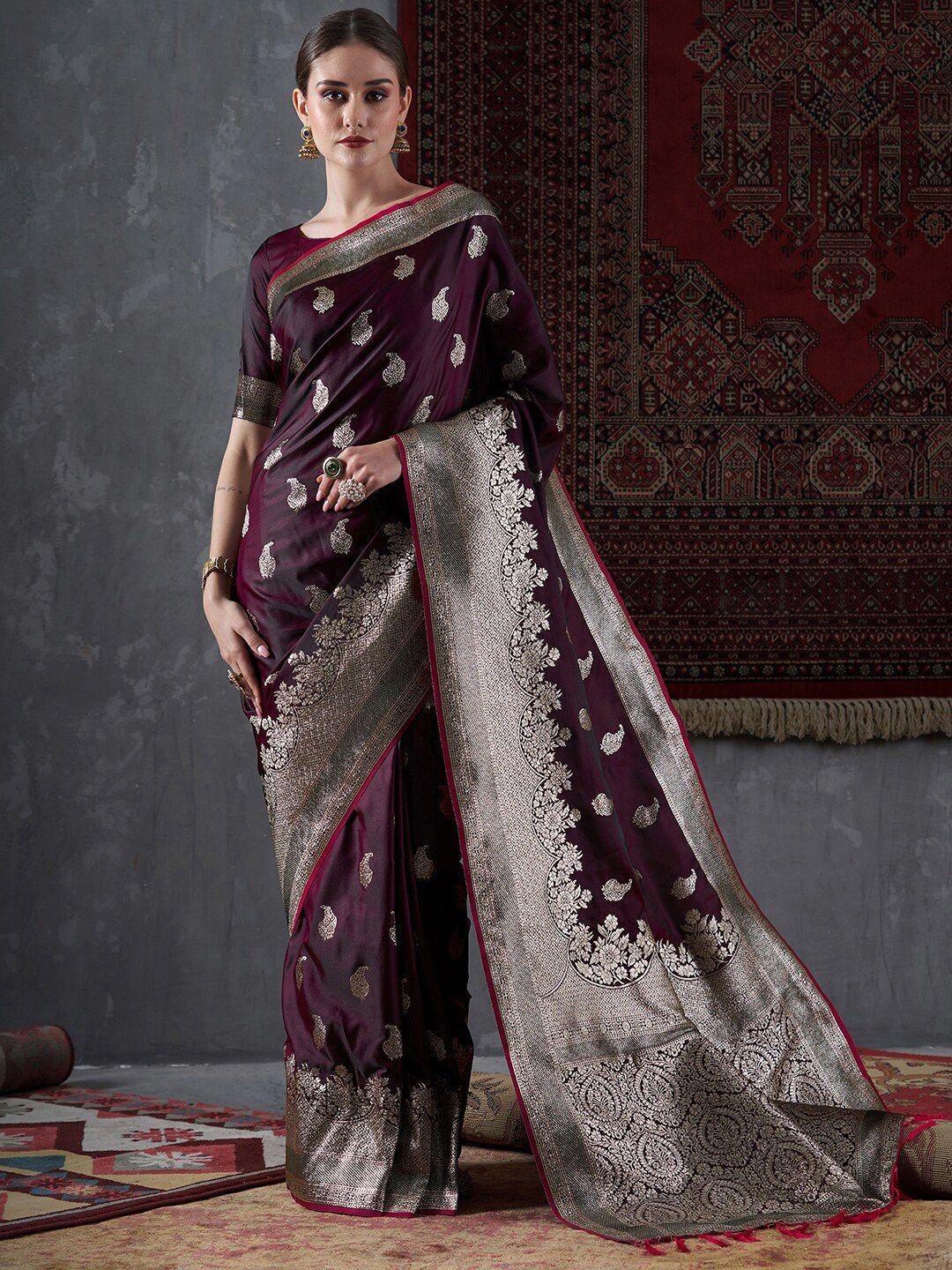 mitera ethnic motifs woven design satin banarasi saree