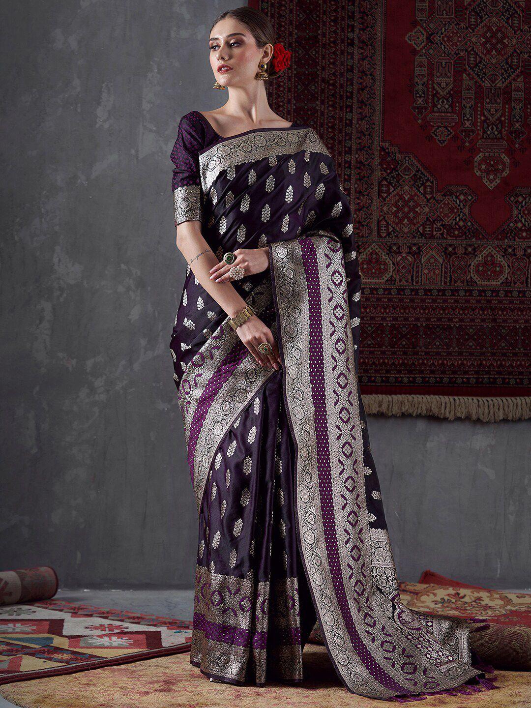 mitera ethnic motifs woven design satin banarasi saree