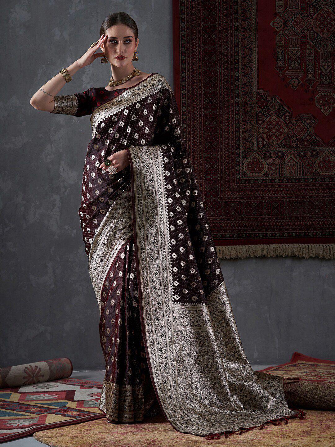 mitera ethnic motifs woven design satin banarasi saree