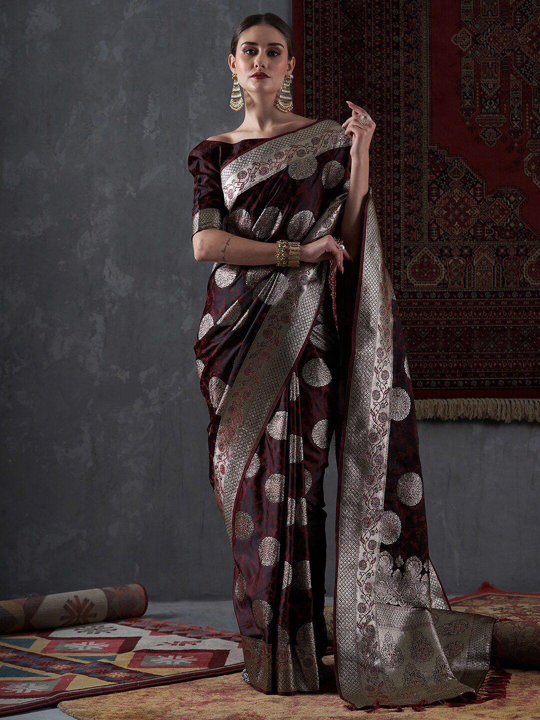 mitera ethnic motifs woven design satin banarasi saree