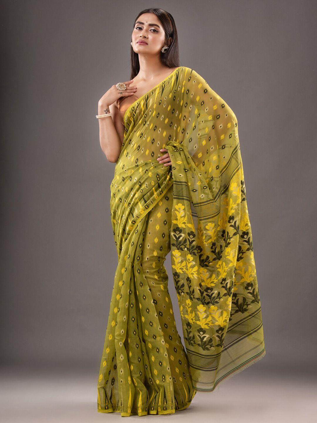 mitera ethnic motifs woven design silk cotton jamdani saree