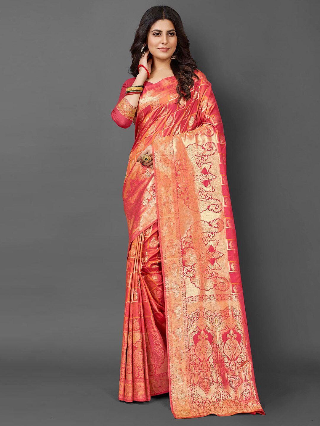 mitera ethnic motifs woven design zari kanjeevaram saree