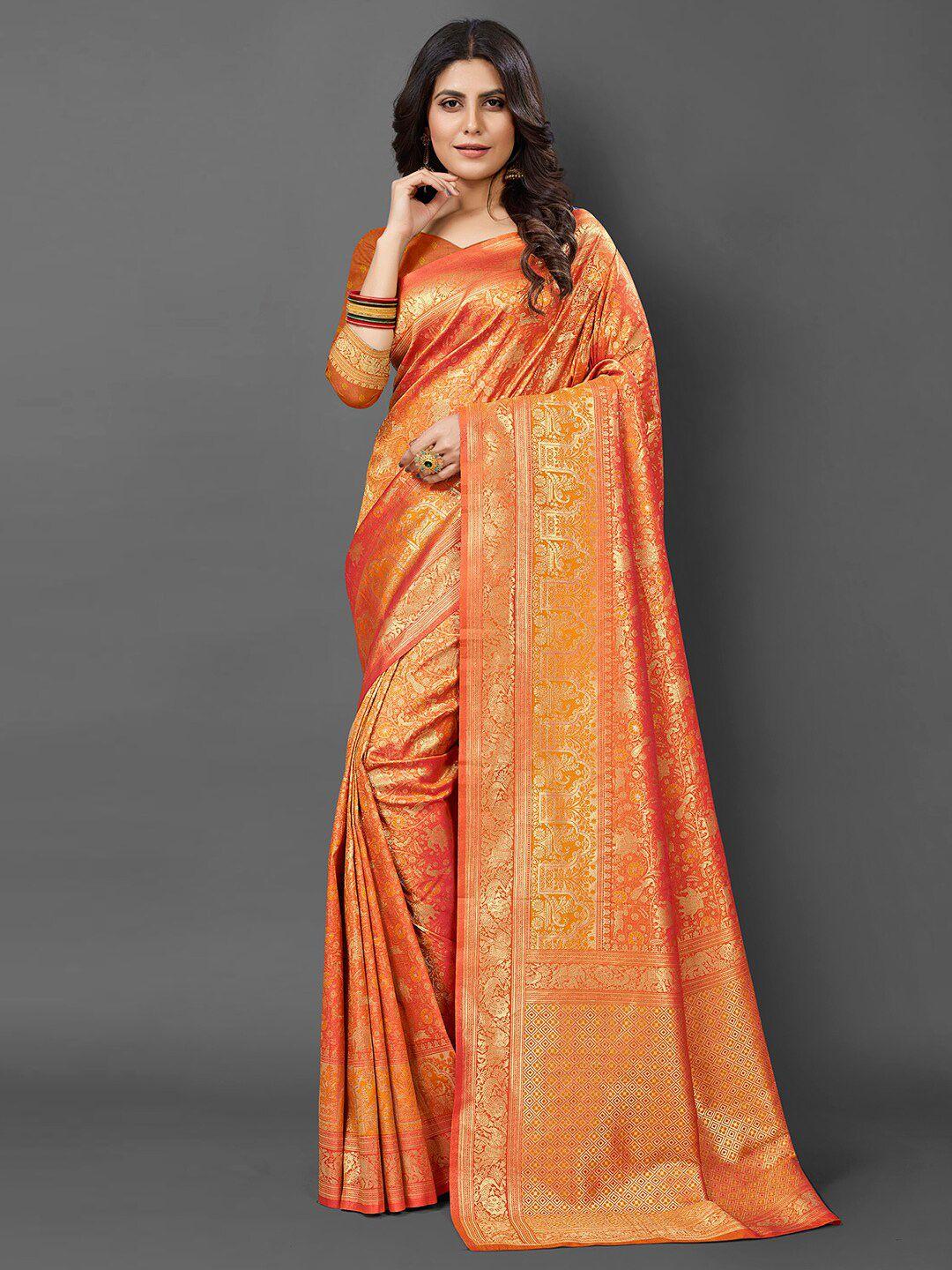 mitera ethnic motifs woven design zari kanjeevaram saree