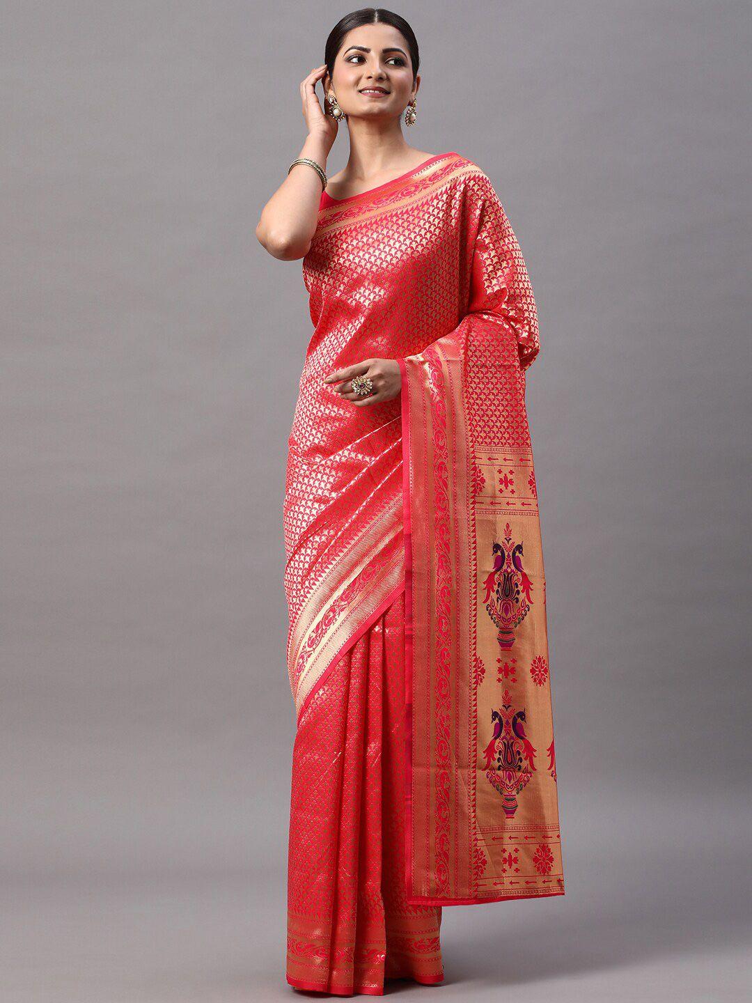 mitera ethnic motifs woven design zari kanjeevaram saree