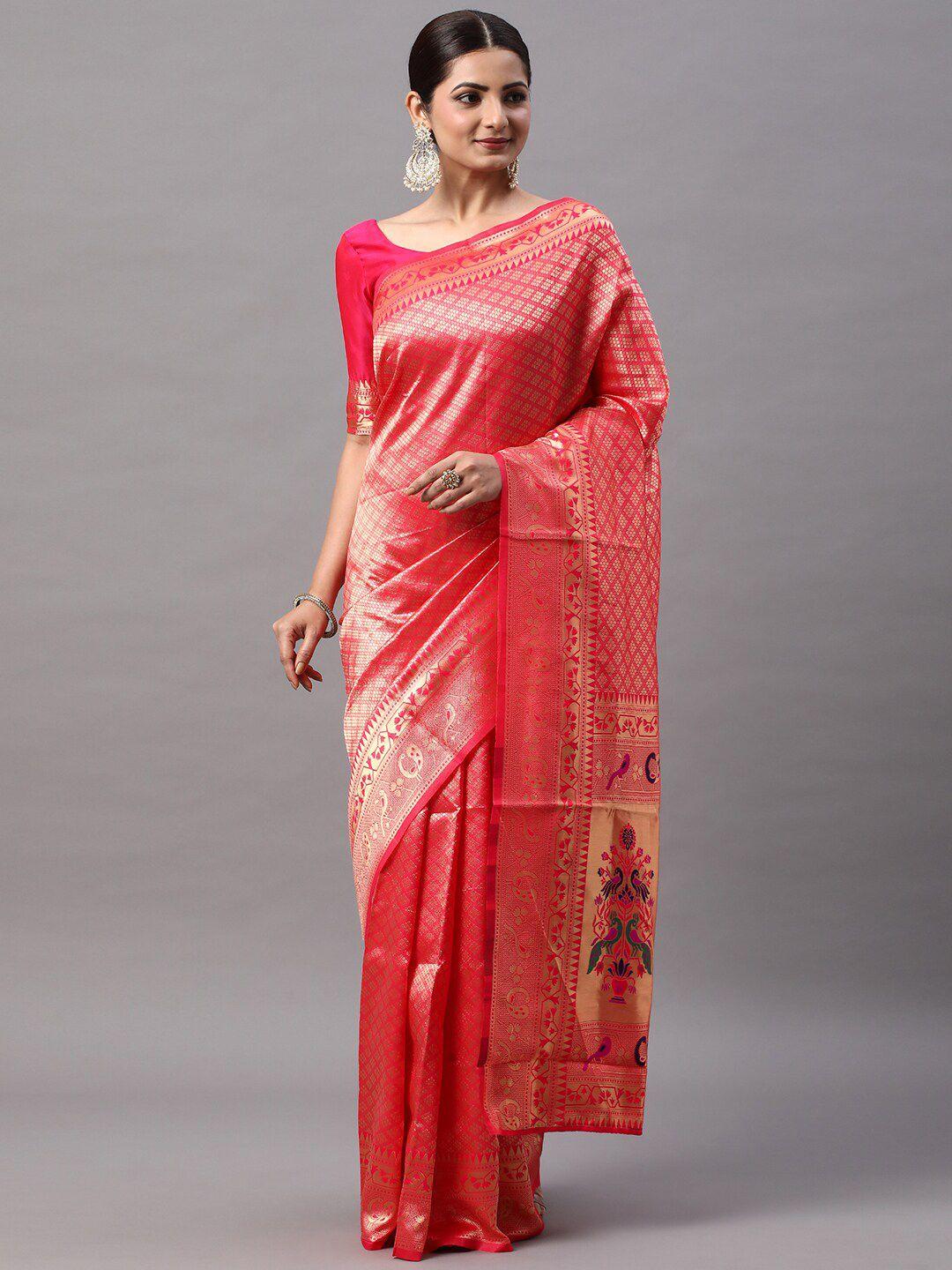 mitera ethnic motifs woven design zari kanjeevaram saree