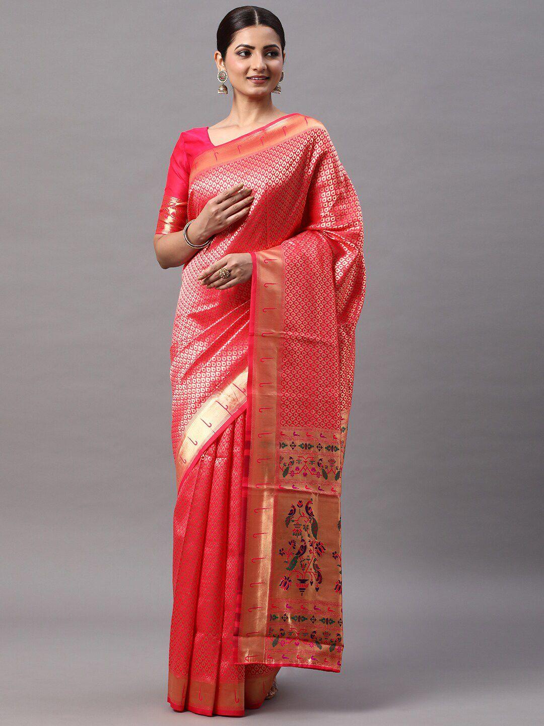 mitera ethnic motifs woven design zari kanjeevaram saree