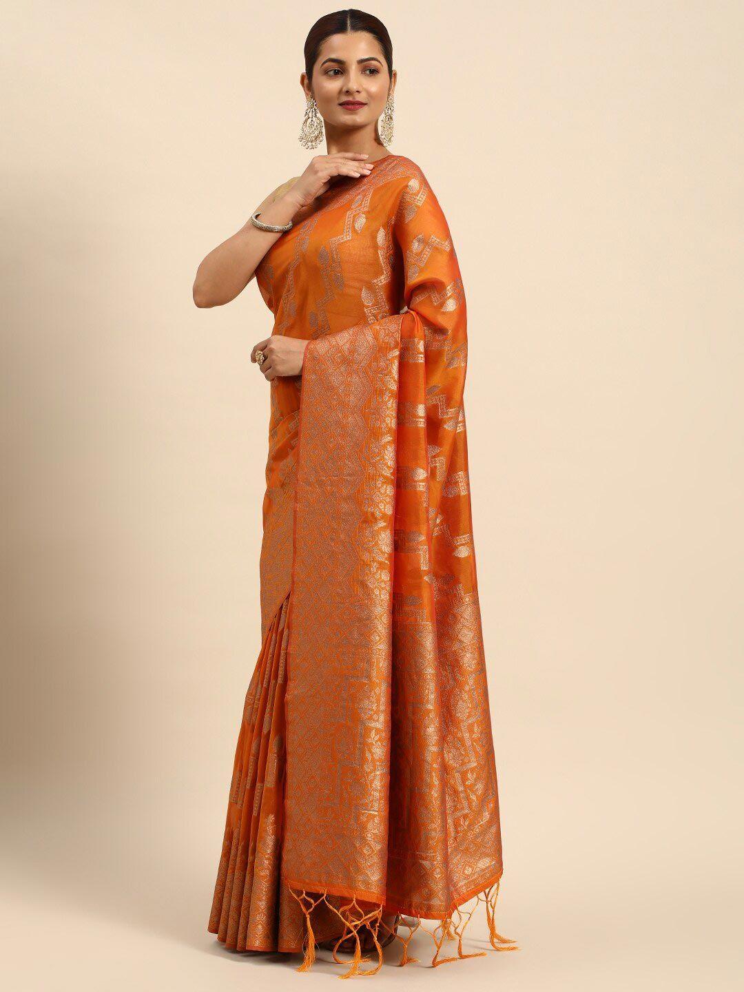 mitera ethnic motifs woven design zari organza saree