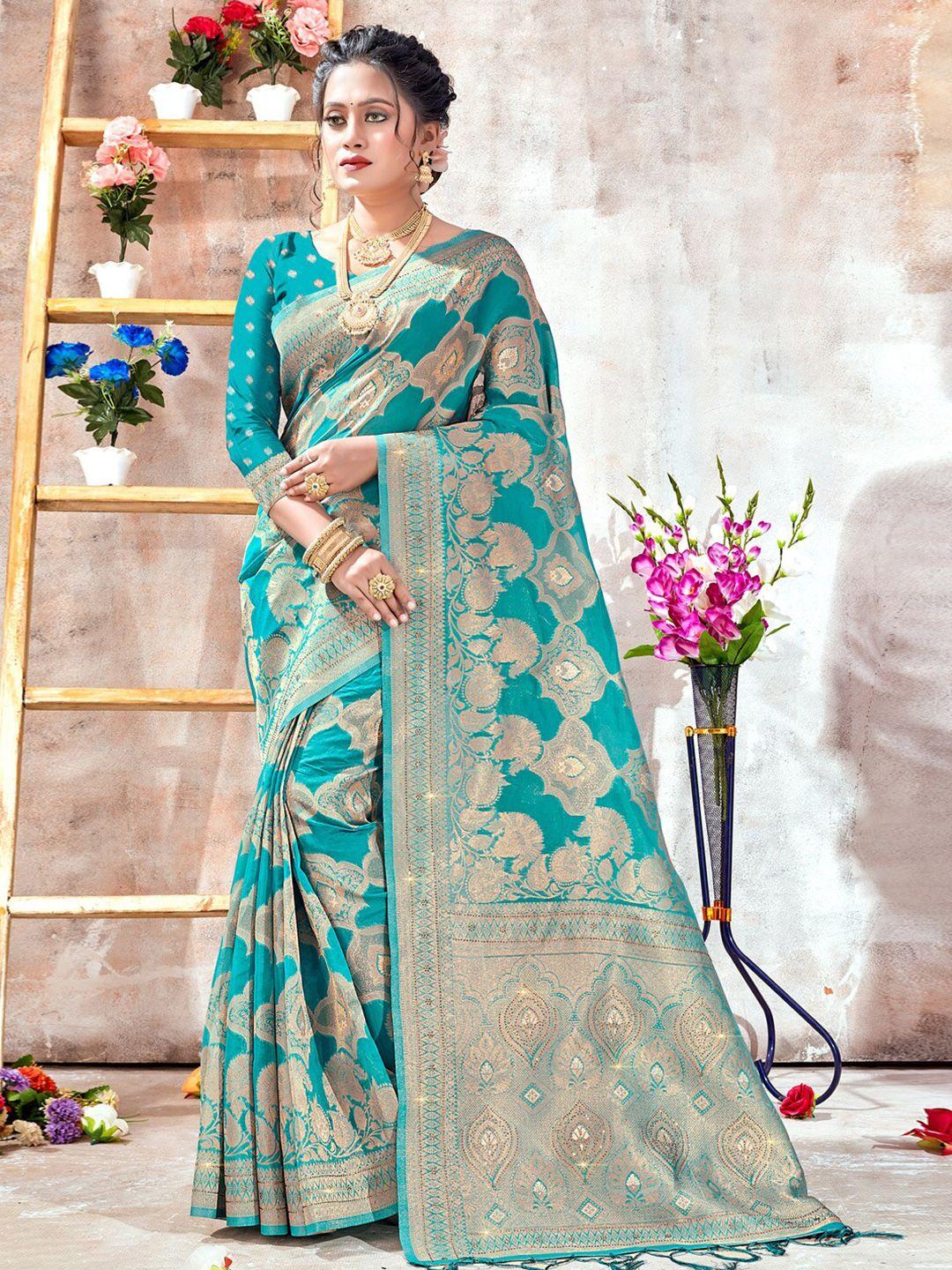 mitera ethnic motifs woven design zari organza saree