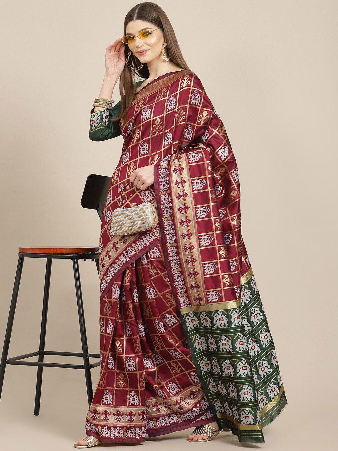 mitera ethnic motifs woven design zari patola saree