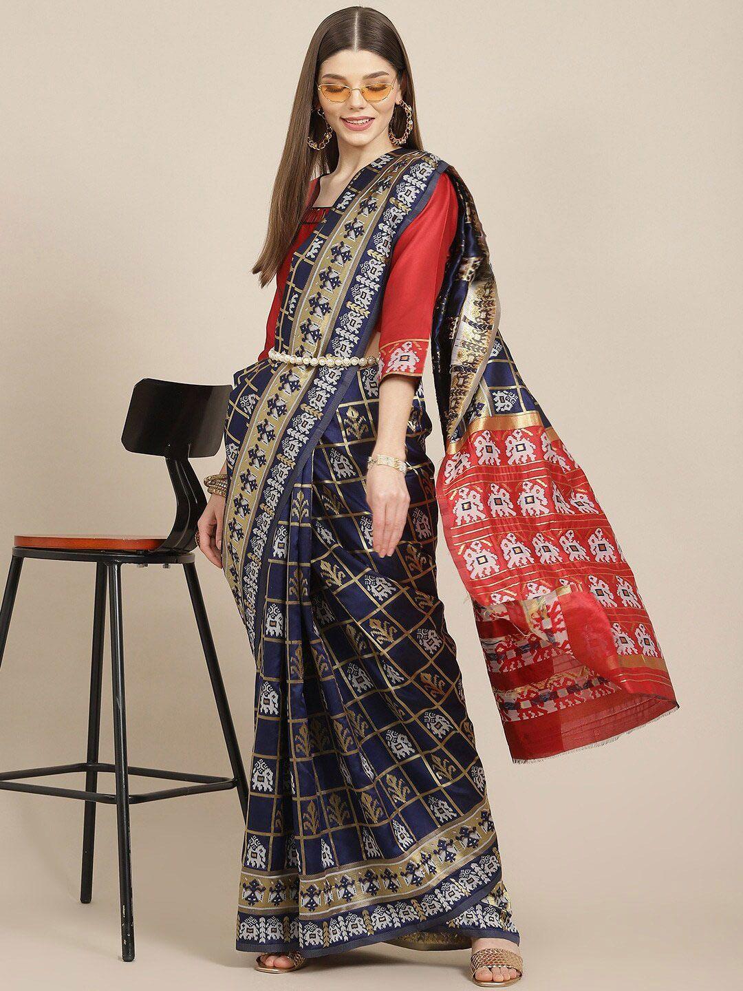 mitera ethnic motifs woven design zari patola saree