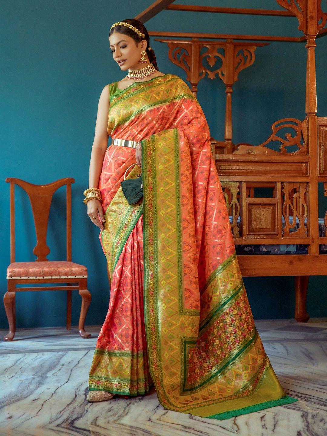 mitera ethnic motifs woven design zari patola saree