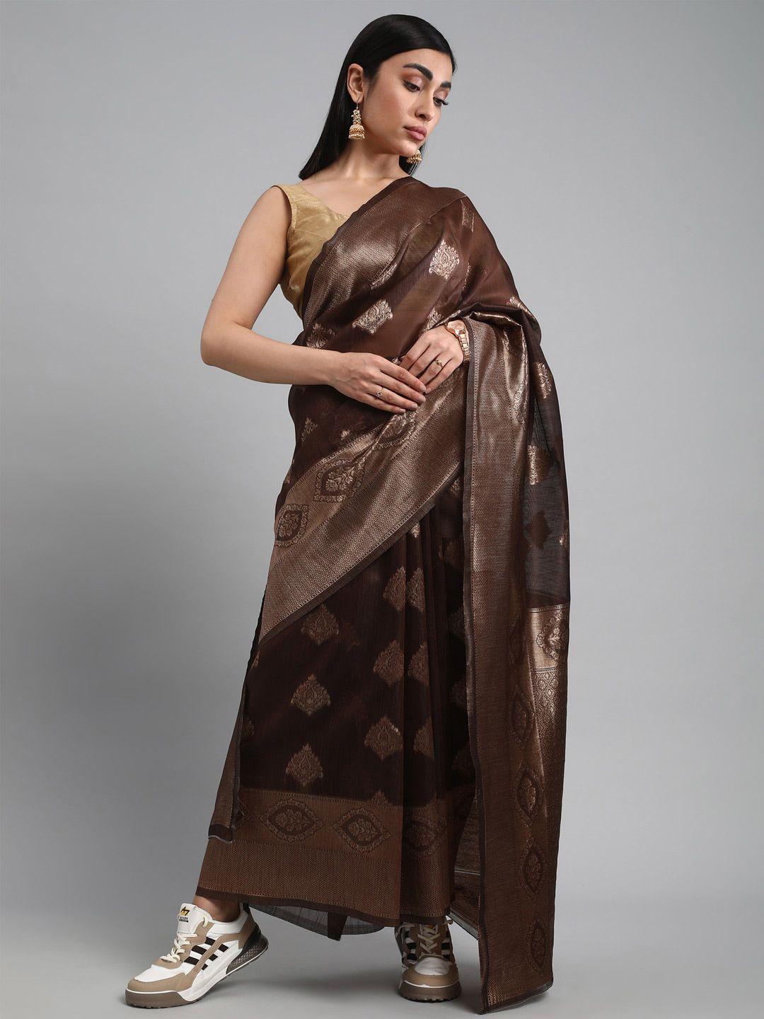 mitera ethnic motifs woven design zari pure linen saree