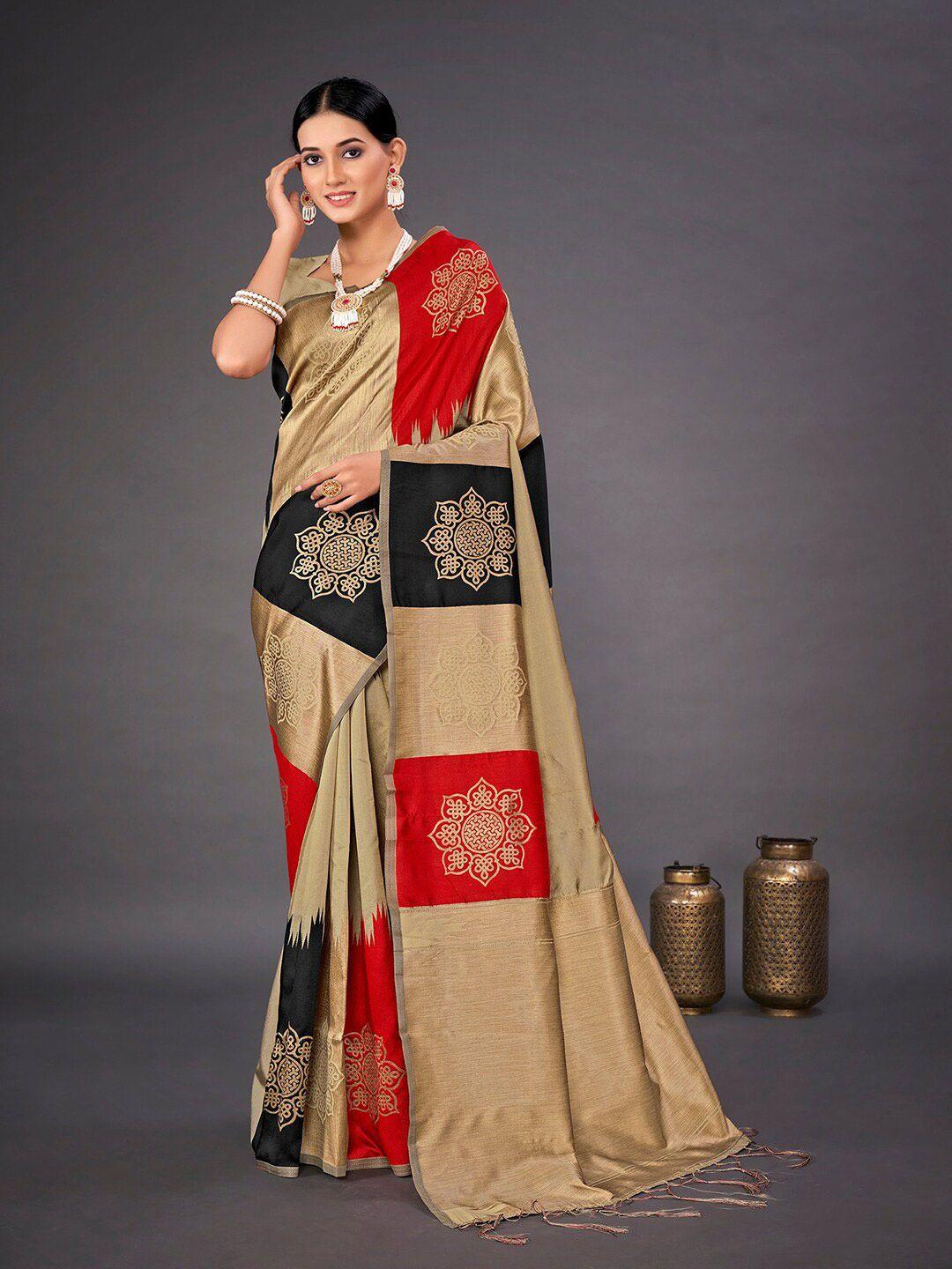 mitera ethnic motifs woven design zari silk blend banarasi saree