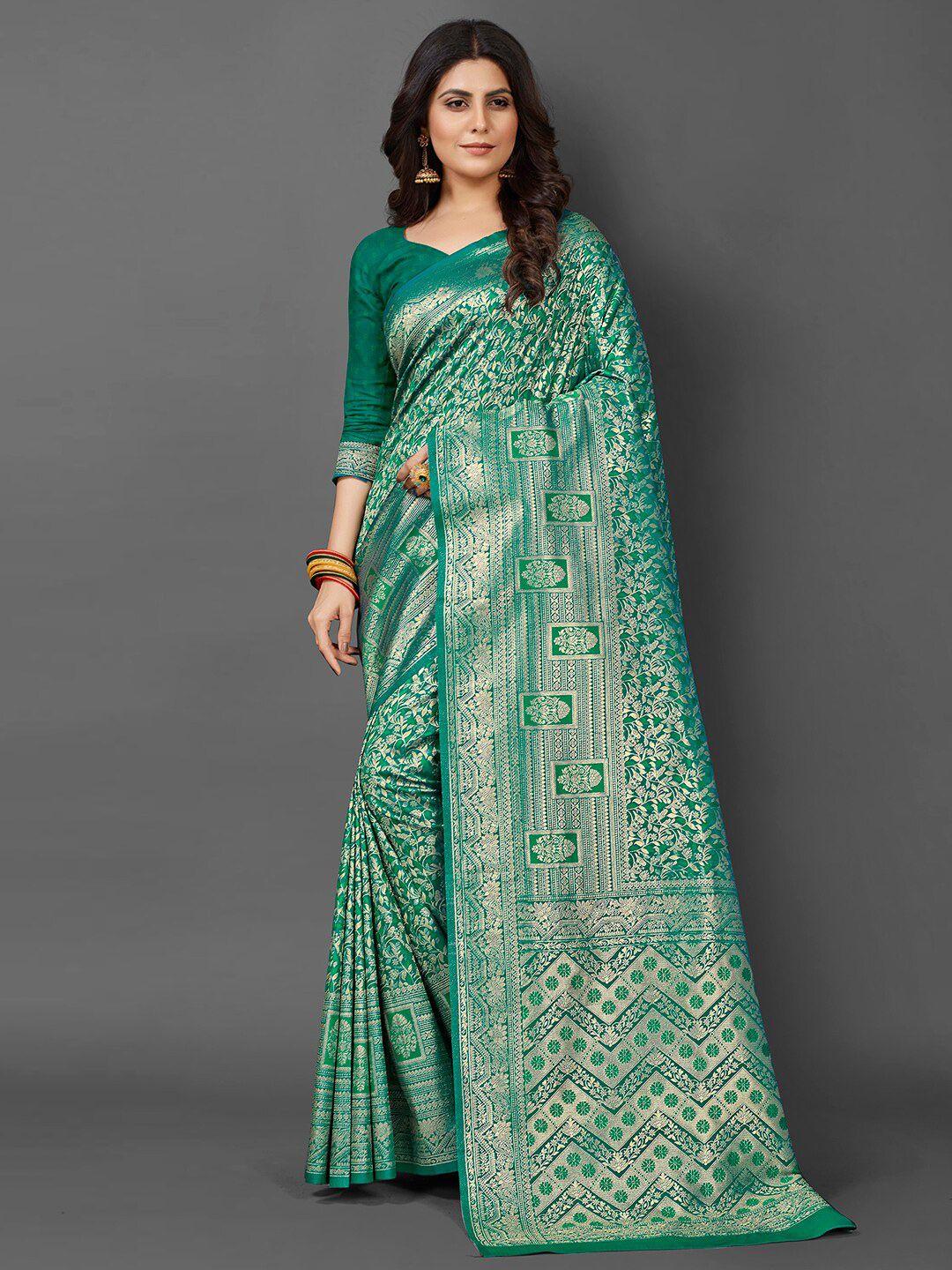 mitera ethnic motifs woven design zari silk blend kanjeevaram saree