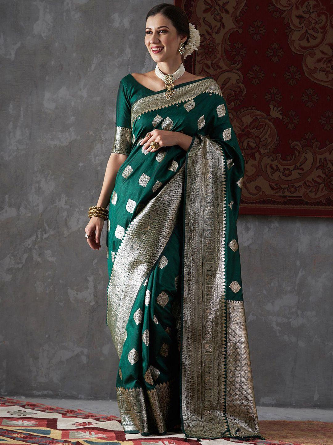 mitera ethnic motifs woven design zari silk blend kanjeevaram saree