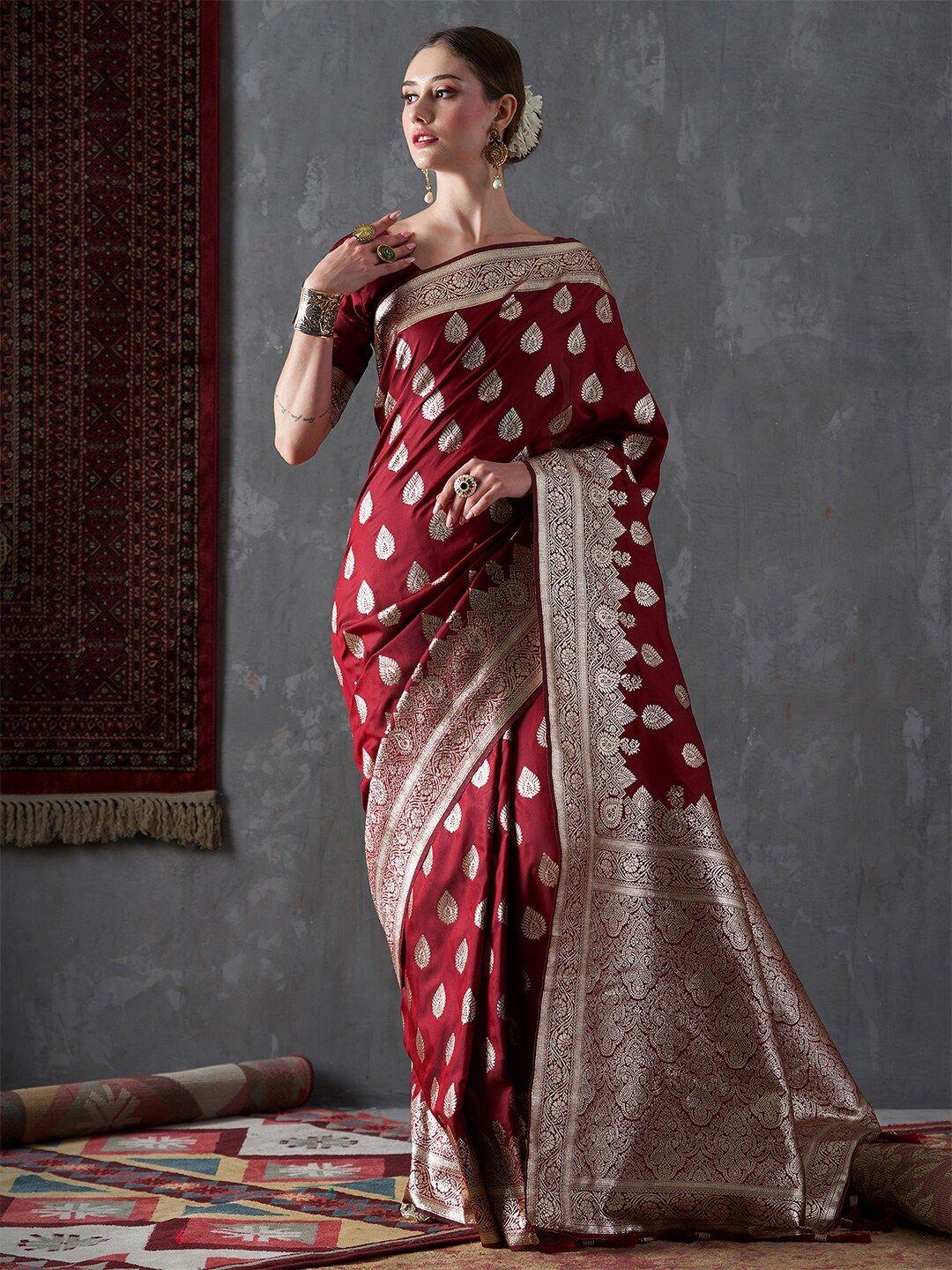 mitera ethnic motifs woven design zari silk blend kanjeevaram saree