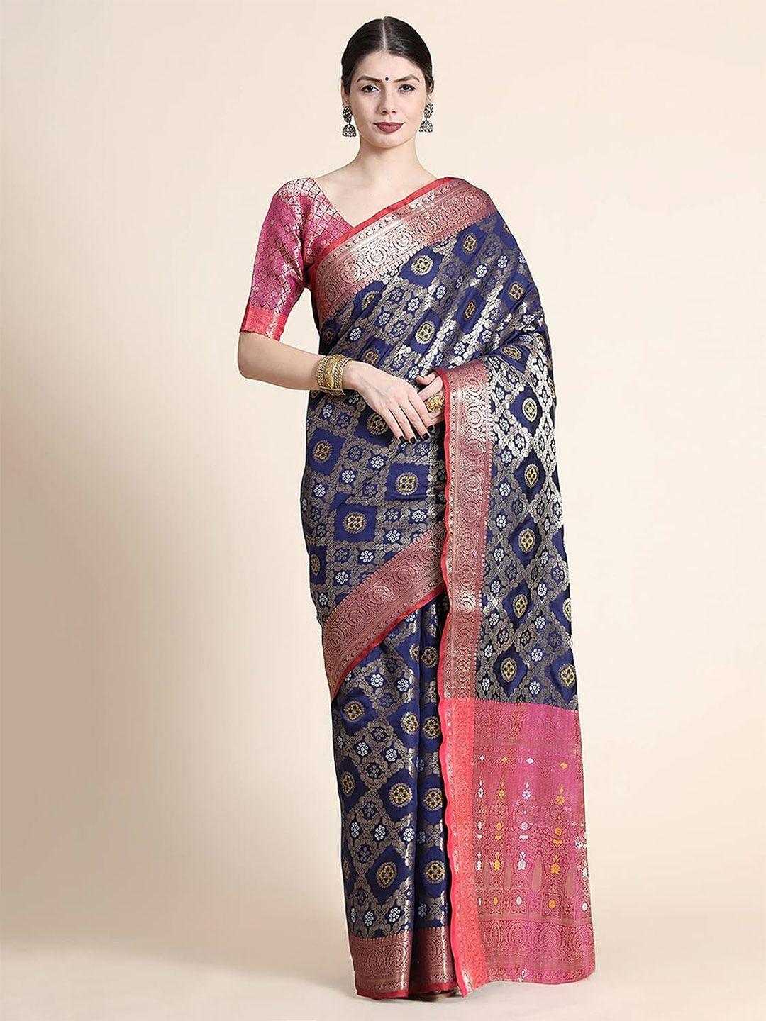 mitera ethnic motifs woven design zari silk blend patola saree