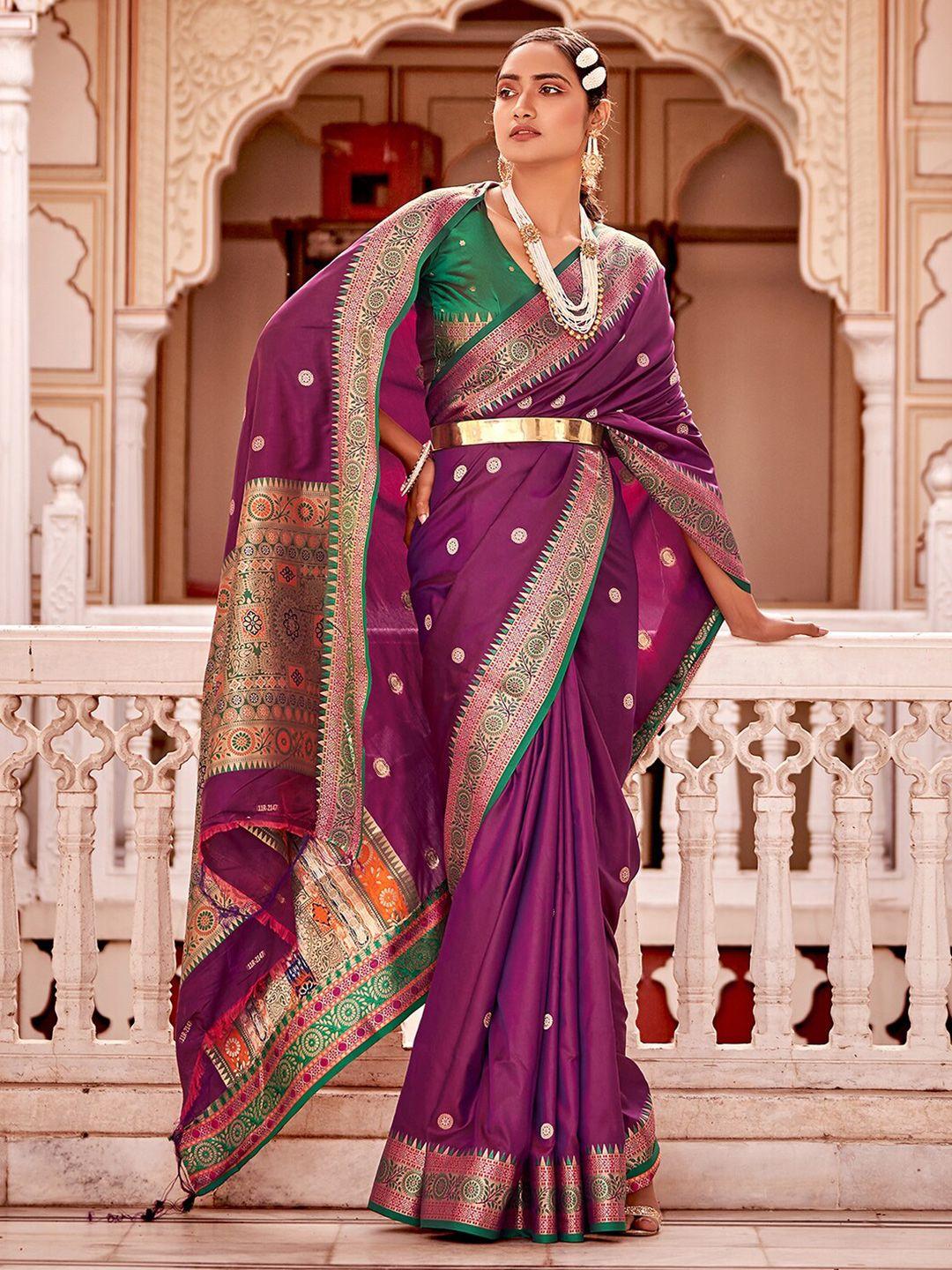 mitera ethnic motifs woven design zari silk blend saree