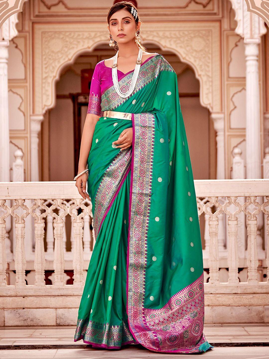 mitera ethnic motifs woven design zari silk blend saree