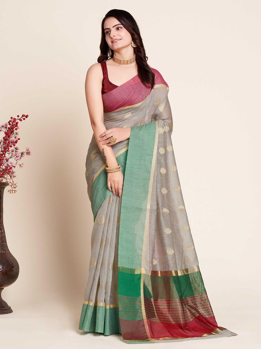 mitera ethnic motifs woven design zari silk blend saree