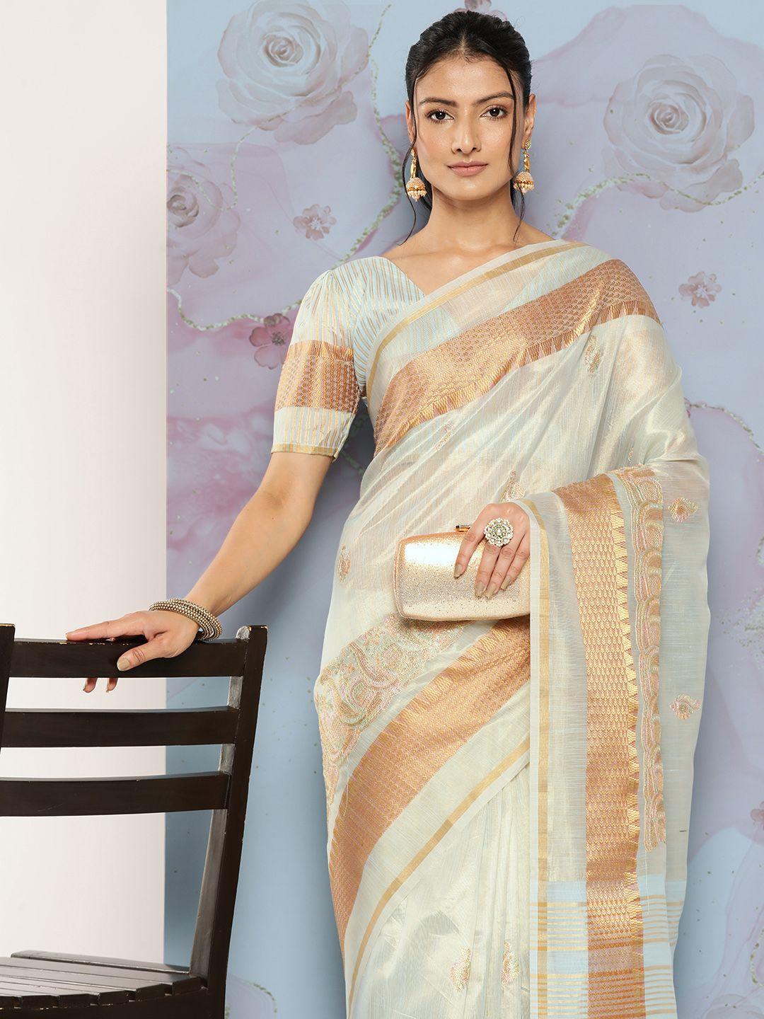 mitera ethnic motifs zari poly georgette saree