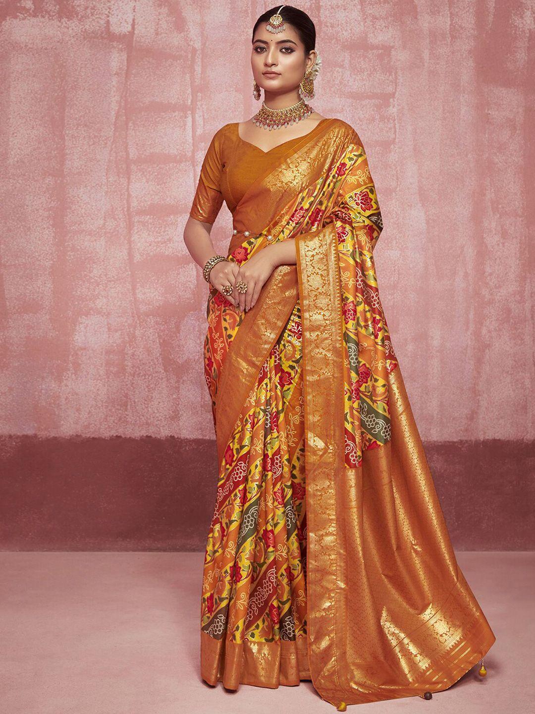 mitera ethnic motifs zari pure silk sungudi printed saree