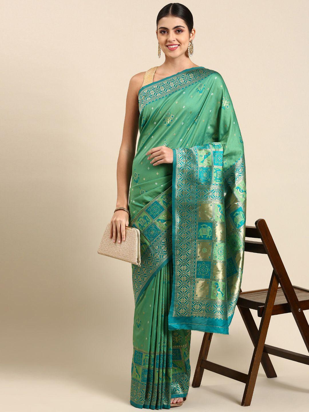 mitera ethnic motifs zari silk blend banarasi saree