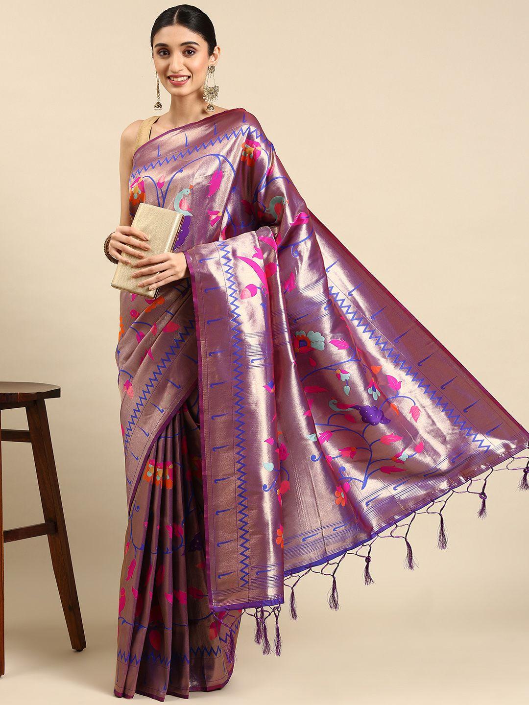 mitera ethnic motifs zari silk blend paithani saree