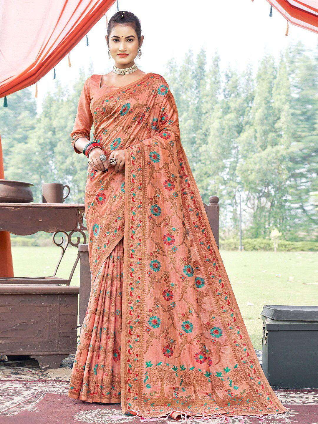 mitera ethnic motifs zari silk blend saree