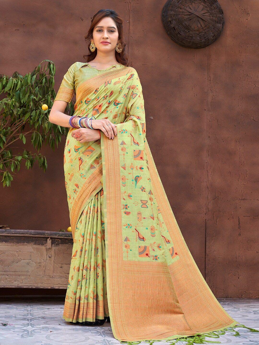 mitera ethnic motifs zari silk blend saree